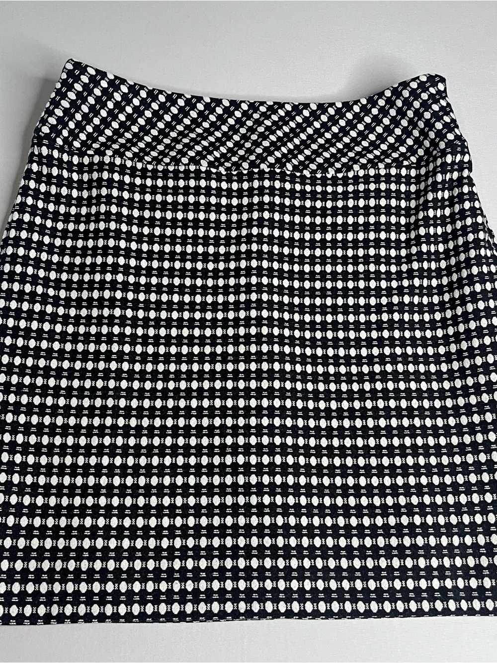 Ann Taylor LOFT Black and White Mini Skirt with Geometric Dot Pattern